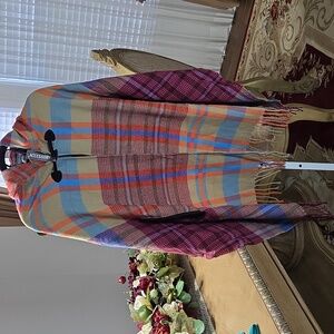 Plaid Hooded Poncho